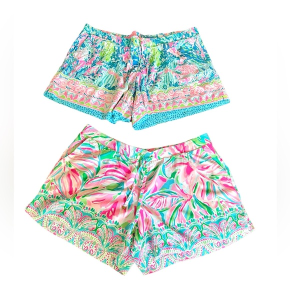 Lilly Pulitzer BUNDLE  "Katia" Fished my wish print & Croc my World. Shorts XL - Picture 2 of 12